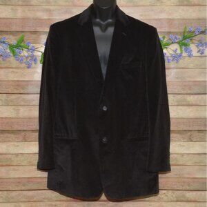 Jones NY Black Houndstooth Check Velvet Blazer Jacket Sport Coat Size 44XL